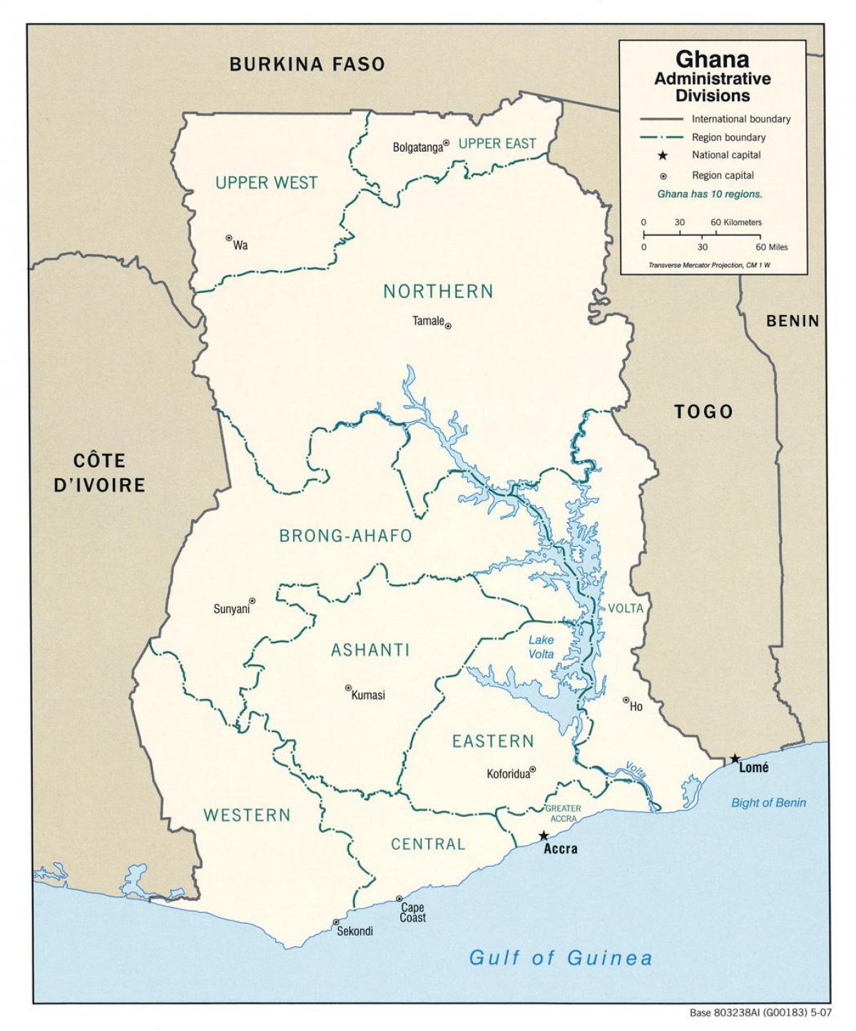 ghana mapa eskualde eta auzoetan