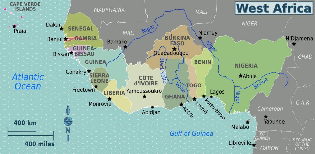 Mapa ghana mendebaldeko afrikan